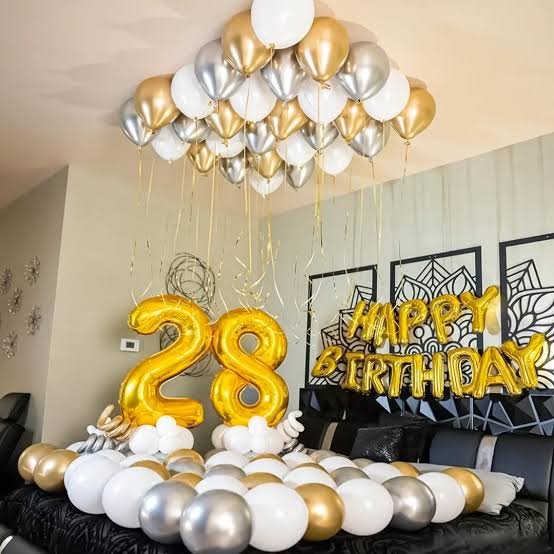 Gold and Silver Birthay Room Decor