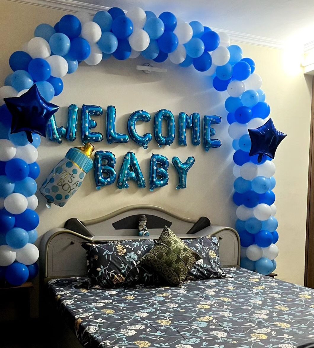 Welcome baby blue white