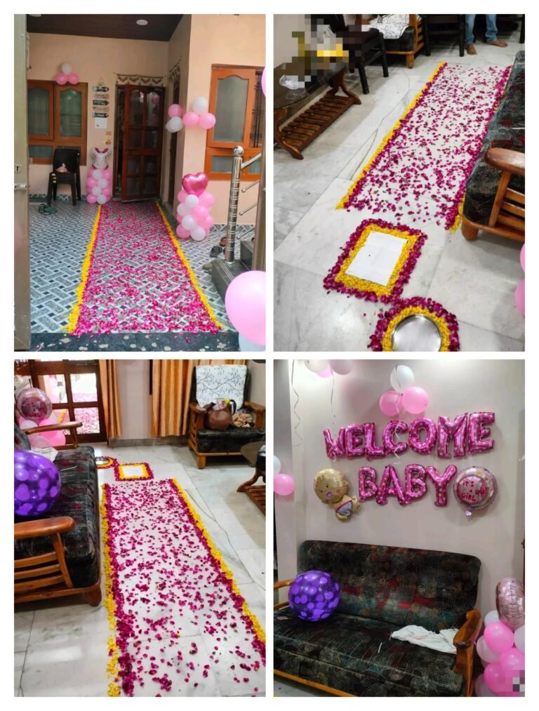 Welcome girl path with flower