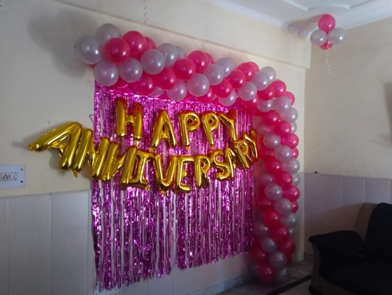 anniversary with curtain decoration