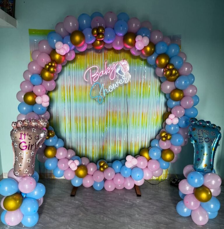baby shower decroation with curtainss