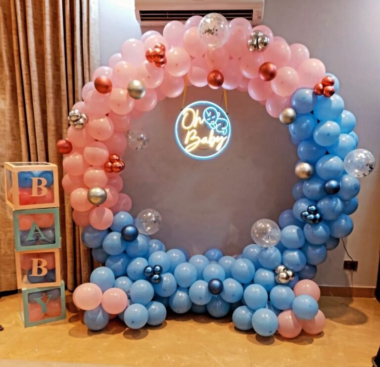 baby shower design with ping skye blue