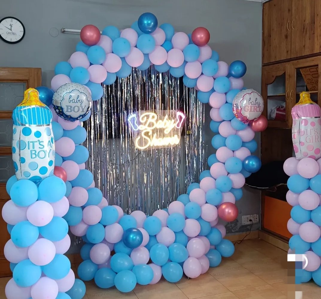 baby shower with light banner