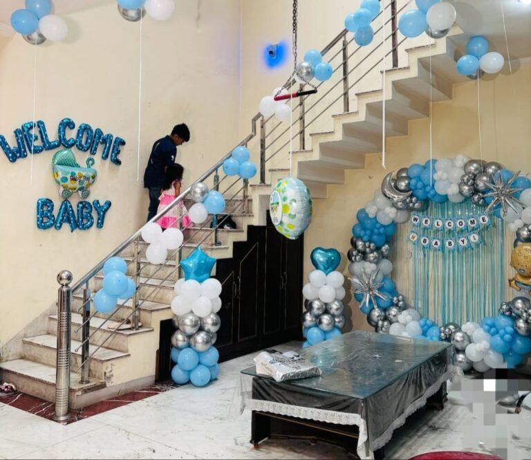 welcome decoration with curtain in hall